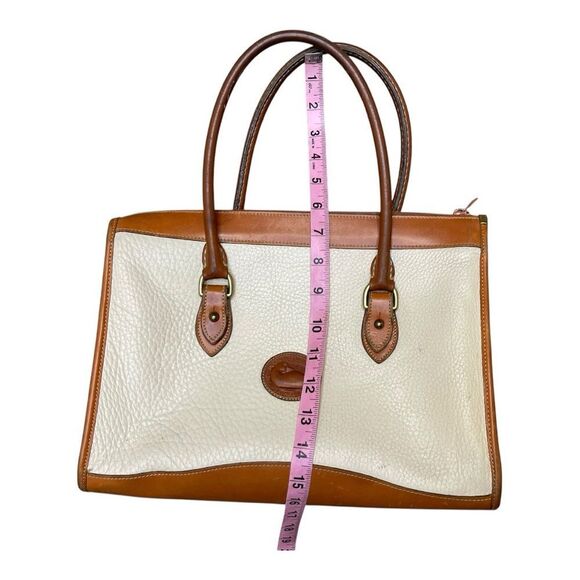 Vintage Dooney & Bourke Gladstone Satchel Elegant Tan Cream Bag All Weather - Picture 6 of 14